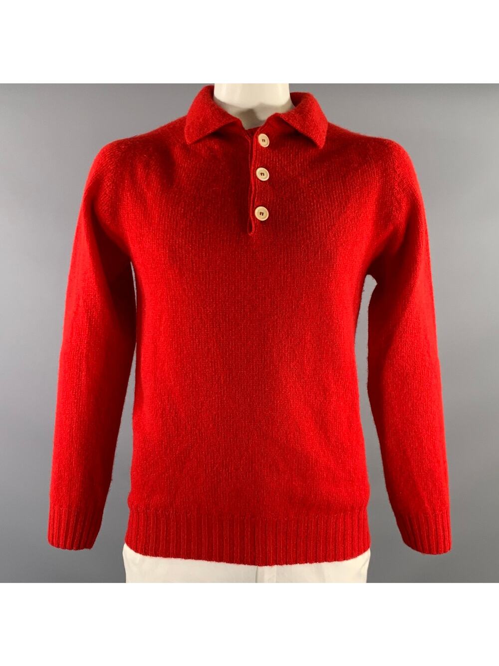 HORATIO Size L Red Knit Wool Ribbed Sweater